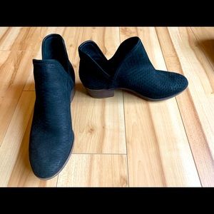Lucky brand perforated suede slip on booties